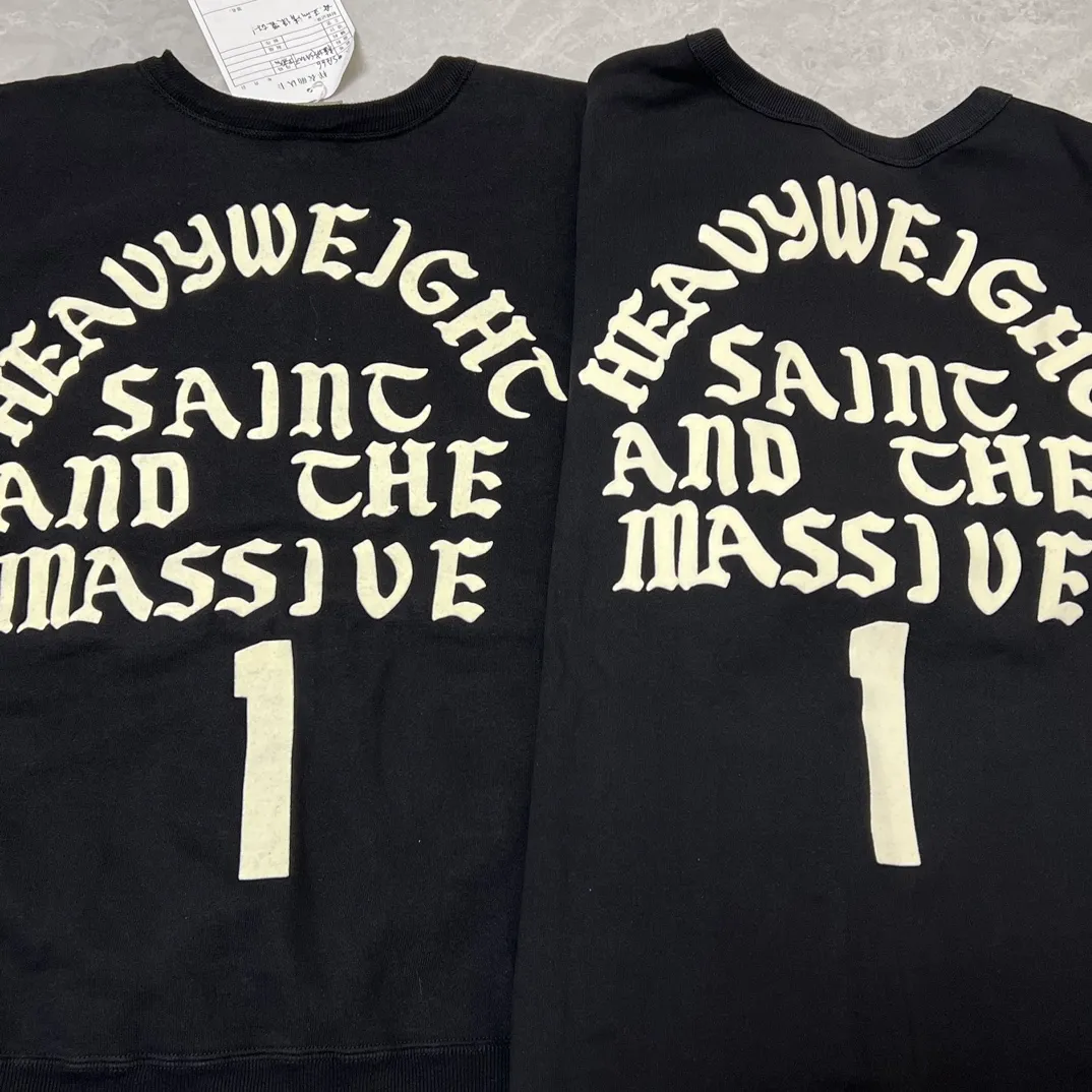 Printing proofing SAINT Mxxxxxx CREW SWT/IT'S SAINT/BLK flocked SAINT sweatshirt black S-XL ⚠️Note important point: this is flocked printing